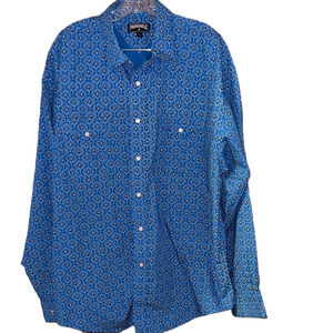 Panhandle Slim Blue and Black Patterned Shirt XL